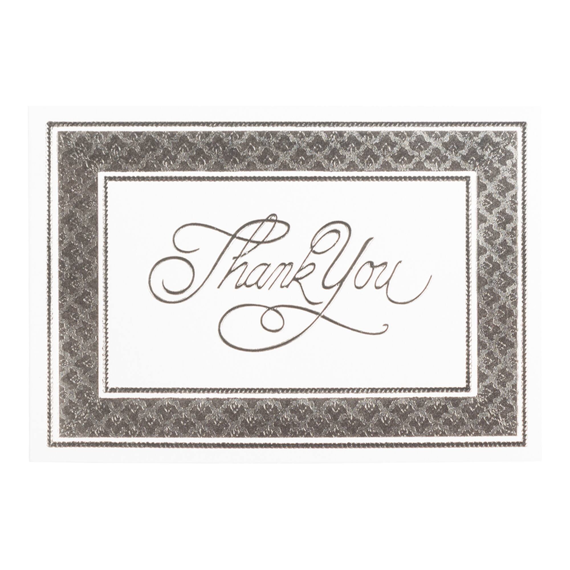 JAM Paper Thank You Card Set with Silver Border